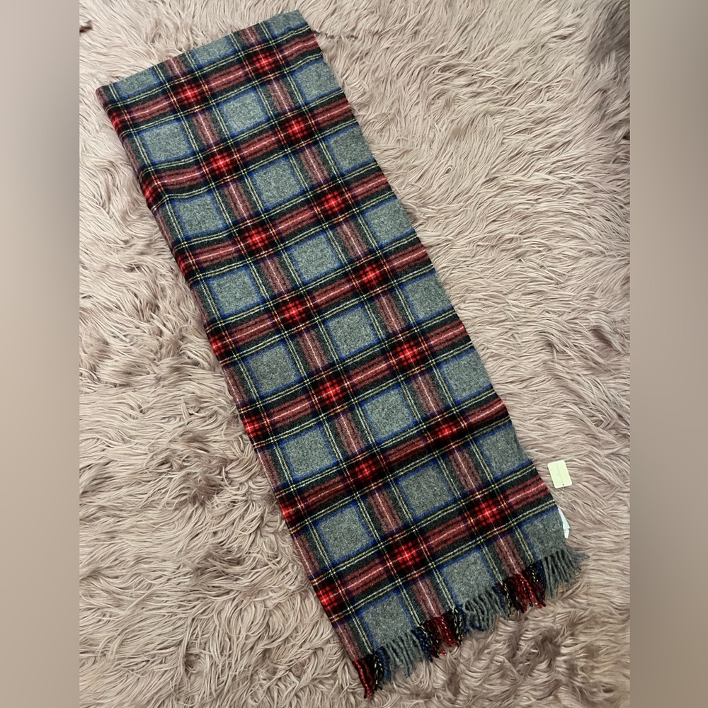 L.L. Bean Signature Plaid Scarf in Red, Gray, and Blue